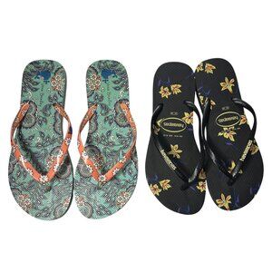 Havaianas and Vera Bradley Womens Flip-Flops Lot - Floral Prints 9/10 US